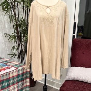 Liz & Me Cream Tunic with Embroidery